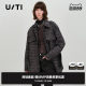 New U/TI Youti 2025 spring dark gray wide version jacket classic full-print trendy belt windbreaker for women

