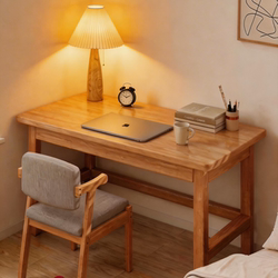 Solid Wood Computer Desk for Bedroom, Small Home Desk for Students, Study Writing Desk, Office Workstation, Rectangular Table