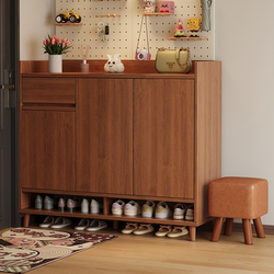 Solid Wood Core Shoe Cabinet for Home Use, Wall-Mounted, Multi-Layer, Large Capacity Shoe Rack, Entryway Storage, Integrated Antique-Style Foyer Cabinet