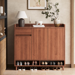 Solid Wood Core Shoe Cabinet for Home Entrance, Song-Style Aesthetic Foyer Cabinet, Multi-Layer Large Capacity New Chinese-Style Storage Cabinet