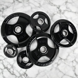 Rubber-Coated Small Hole Barbell Plates, Fitness Equipment for Home Use, Weightlifting Olympic Bar, Hand-Grip Three-Hole Cast Iron Large Hole Universal Dumbbell Plates