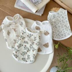 Pure Cotton Gauze Dog Vest Summer Breathable Gauze Teddy Schnauzer Bichon Poodle Anti-Shedding Cat and Dog Clothes