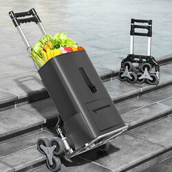 Folding Handcart for Home Use, Shopping, Grocery Transport, Luggage Cart, Parcel Pickup, Lightweight Portable Trolley, Stair-Climbing Cart