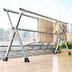 Floor-Standing Folding Clothes Drying Rack for Indoor Home Use, Balcony, Bedroom, Stainless Steel Outdoor Retractable Rod-Type Quilt Drying Tool