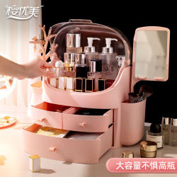 Internet Celebrity Style Cosmetic Storage Box, Dust-Proof Lipstick and Skincare Product Organizer, Home Desktop Storage Rack, Large Capacity
