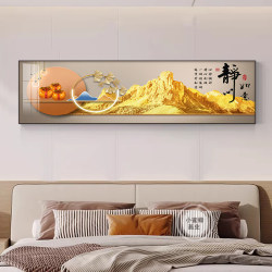 New Chinese-Style Painting with a Mountain Motif for Bedroom Headboard, Calming Decor for Master Bedroom, High-End Living Room Wall Art