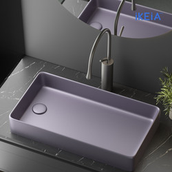 French-Style Side-Drain Ceramic Basin, Creative and High-End, Washing Machine Countertop Basin, Rectangular Balcony Washbasin, Art Basin