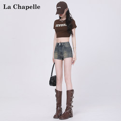 La Chapelle American Retro Denim Shorts for Women, 2026 Summer New High-Waisted Tight A-Line Hot Pants