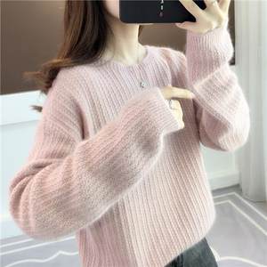 
2025 autumn and winter new sweater for women loose lazy round neck short pullover underwear Korean style knitted base shirt