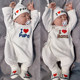 (2 pieces in a pack) Spring and Autumn new style Newborn I Love Mom and Dad Butterfly Clothes Pure Cotton Jumpsuit