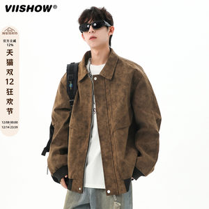 
VIISHOW retro handsome leather jacket men's 2025 autumn and winter new outdoor windproof motorcycle work jacket