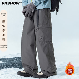 
VIISHOW Warm Paratrooper Assault Workwear Down Pants Men's Winter Couple Loose Casual Mountaineering Pants