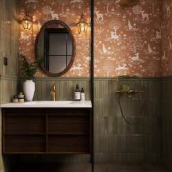 Vintage-Style Bathroom Tiles, Retro Kitchen and Bathroom Tiles, Double Deer Cute Rabbit Pattern Tiles 30950, Pattern Tiles 300*900