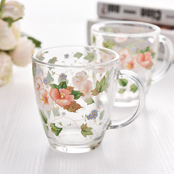 Korean-Style Household Heat-Resistant Tempered Microwave Glass Cup Breakfast Cup Oatmeal Cup Milk Cup Water Cup Tea Cup Hospitality Cup