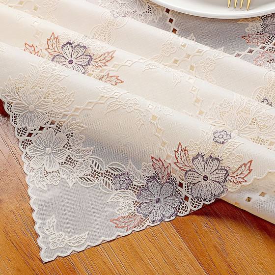 
Table cloth waterproof, oil-proof, no washing and anti-scalding PVC plastic dining table cloth high-end rectangular lace tea table cloth table cloth