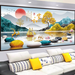 Living Room Decorative Painting 3D Stereo Wall Stickers Self-Adhesive Sofa Background Wall Hanging Painting Grand Landscape Mountain and Water Mural Stickers