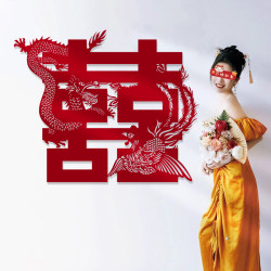Wedding room decoration wedding stickers with dragon and phoenix characters