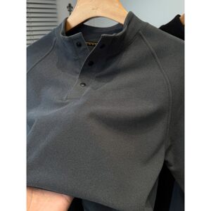 
Grinding velvet base shirt men's half turtleneck door buckle t-shirt men's long-sleeved autumn and winter youth underwear top