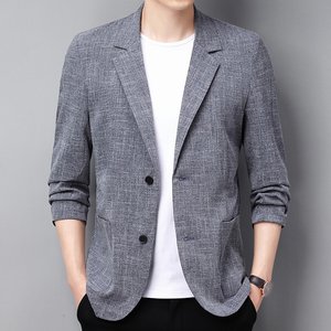 Summer thin linen small suit male loose cotton and linen jacket middle -aged and elderly casual suit male sunscreen top