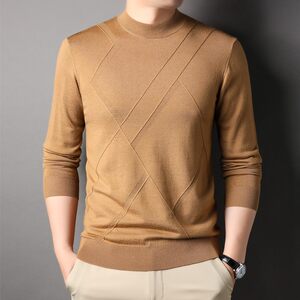 Machine-washed worsted pure wool sweater for men in autumn and winter easy-to-main sweater sweater half turtle collar inner base shirt
