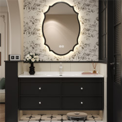 New Black French-Style Retro Bathroom Cabinet with Integrated Ceramic Washbasin, Vanity, and Toilet Sink