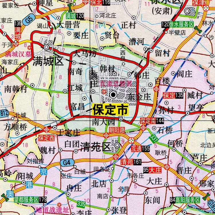 新版 保定市地图 装饰画行政交通政区区划分村镇县分布 村镇道路国道