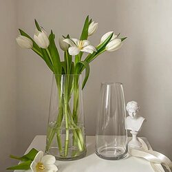 Nordic High-End Glass Vase, Transparent for Hydroponic Bamboo and Dried Flowers, Ins-Style with a Sense of Sophistication, Living Room Decoration Piece