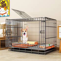New Model Dog Cage, Wire Cage, Foldable Pet Cage, Teddy Small and Medium-Sized Dog Wire Cage, Indoor Home Use Package