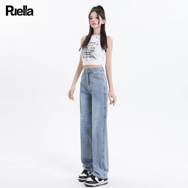 La Chapelle Puella 2025 new hot autumn and winter velvet straight jeans for women loose and wide