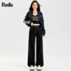 La Chapelle Puella Denning Black Straight Jeans for Women in Winter High Waist Narrow Wide Legs Slim Pants
