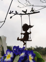 ins Japanese-Style Zakka Small Ornaments Silhouette Outdoor Garden Balcony Decoration Landscaping Flower Pot Decoration Iron Art Flower Arrangement