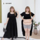 300Jin [Jin equals 0.5 kg] Fat Yingying extra-large size women's clothing, fashionable and elegant little black skirt, short-sleeved thin cake dress