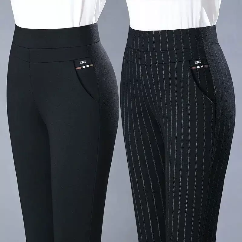 Women's Formal Pencil Pants High Waist Pleated Pockets Ankle