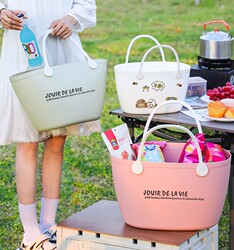 Picnic Basket, Spring Outing Storage Basket, Trendy Basket, Eco-Friendly Shopping Basket, Camping Cute Large-Capacity Tote Basket