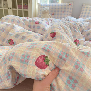
Pure cotton quilt cover 200x230 single dormitory 150*200 quilt cover single piece Nantong bedding four-piece set