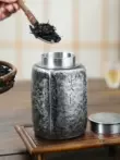 Banxilong retro tín có thể nguyên chất thiếc công việc sửa chữa đầu tiên Anzhu/shengxiang trà kho nguyên chất handmade thiếc kín trà lưu trữ có thể hũ sứ đựng trà 