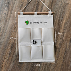 Simple Cotton and Linen Hanging Mobile Phone Storage Bag for Home, Dormitory, Bedside, Wardrobe, Stationery, Hair Accessories, Multi-Layer Storage Bag, Hanging Bag