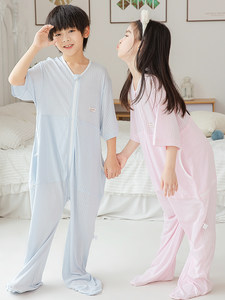 
Summer thin sleeping bag children's anti-kick quilt ultra-thin cotton breathable baby summer air-conditioned room big children's belly protection feet