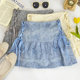 Design versatile side strap bow high waist ink printed ruffle cake skirt skirt short skirt women