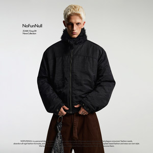 
NOFUNNULL American-style fur collar cotton jacket for men and women, couple silhouette, warm cotton coat, high-end workwear jacket