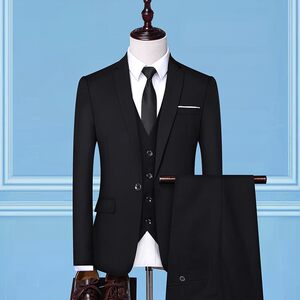 Suit suit set men's business slim suit jacket leisure career format for interview grooms grooms groomsmen get married autumn