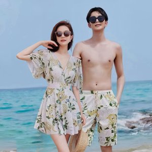 
New couple swimsuits for women's one-piece dress styles for conservative and slim and slightly fat soaked in hot springs and seaside vacation swimsuit