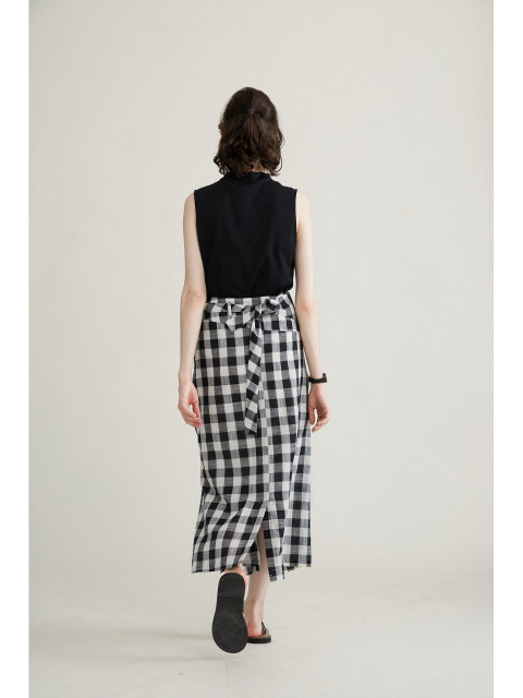 SONDERS design model two colors irregular deconstruction cross-layer cloth slit commuting mid-length skirt