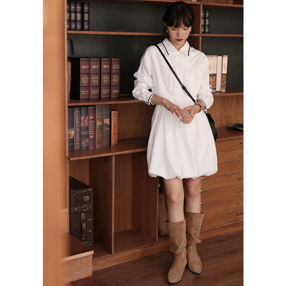 Unfettered 2025 Autumn New Product Urban Commuting Waist A-Line Skirt Niche Asymmetrical Three-dimensional Flower Bud Dress