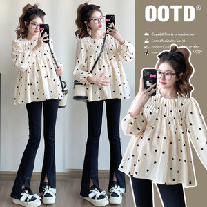 
Maternity clothing 2025 new Korean version of Korean version of pregnant women who don't look pregnant in early spring loose and slim fashionable and versatile sweet and trendy mother top