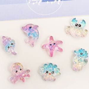 
Luminous marine animal crystal resin accessories starfish shells cream glue accessories homemade mobile phone case material jewelry