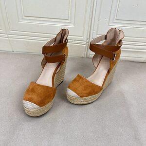 
Lady Shoes foreign trade original women's shoes new fashion round toe solid color wedge heel braided bottom bag toe fashion sandals