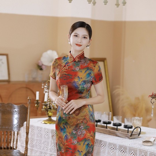 Cheongsam Dress - Old Shanghai Style Short Sleeve