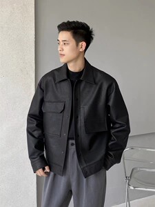 
Pilot motorcycle leather jacket men's loose 2025 autumn clothing Korean style fashionable handsome jacket trendy leather jacket plus velvet