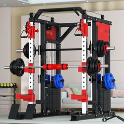 Smith Machine Comprehensive Trainer Squat Rack Bench Press Barbell Commercial Home Multifunctional Gantry Fitness Equipment